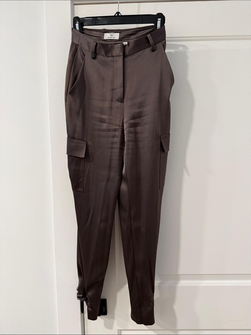 Aritzia Babaton High-Rise Brown Satin Joggers